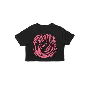 Stance Circle the Drain Black and Pink Graphic Crop Top